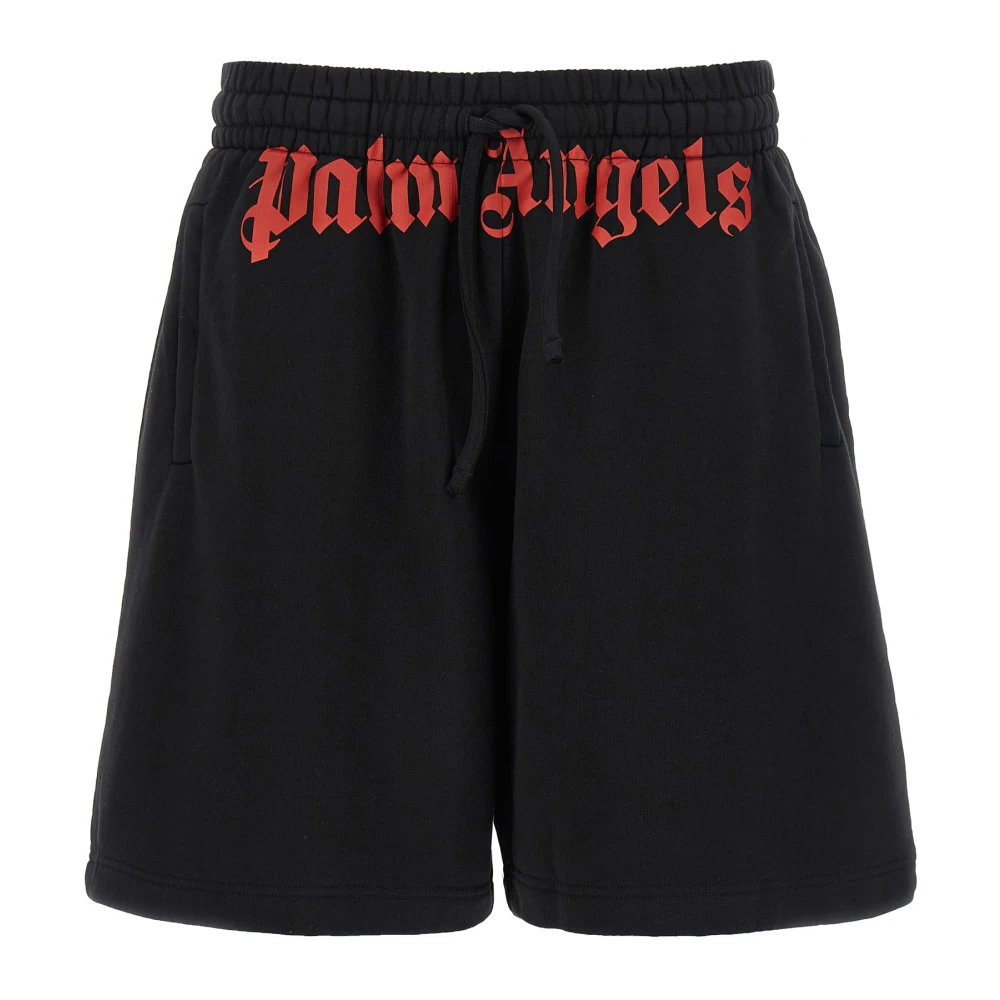Palm Angels Men's Black Waist Logo Sweatshorts - Casual Shorts - S - Shorts