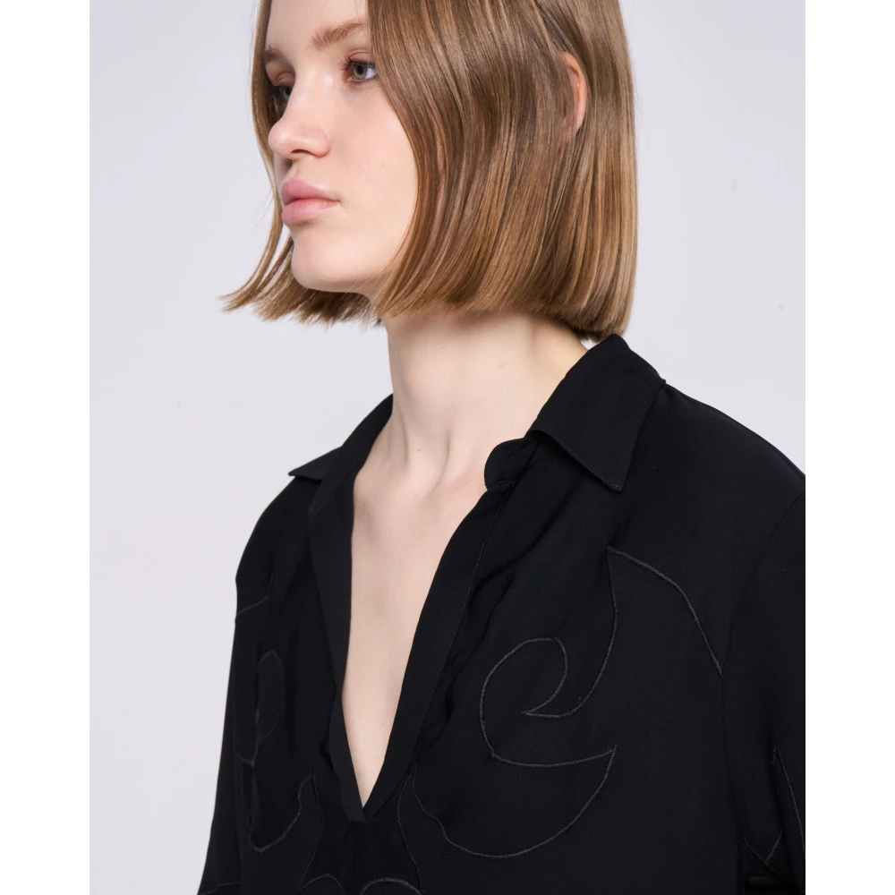 Silvian Heach Blouse met borduurwerk en overhemdkraag Black Dames