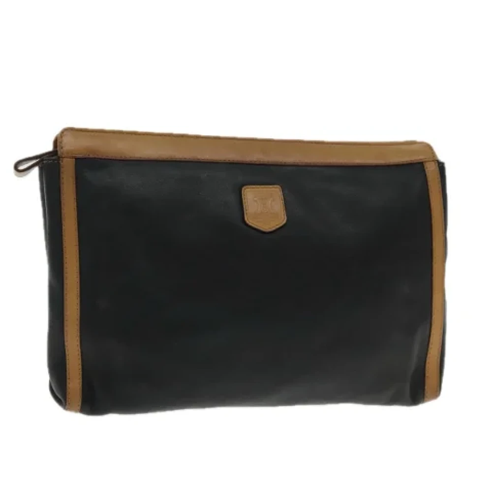 Celine Vintage Pre-owned Leather clutches Black Dames