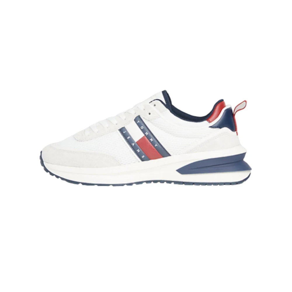 Tommy Hilfiger Leren Runner Sneakers met Rubberen Zool Heren Schoenen Wit