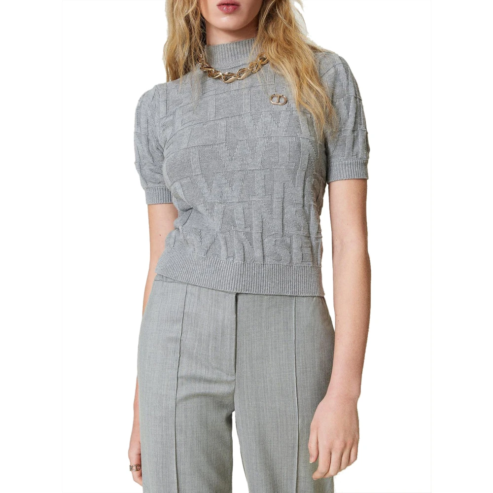 Twinset Grijze Katoen Kasjmier Trui Gray Dames