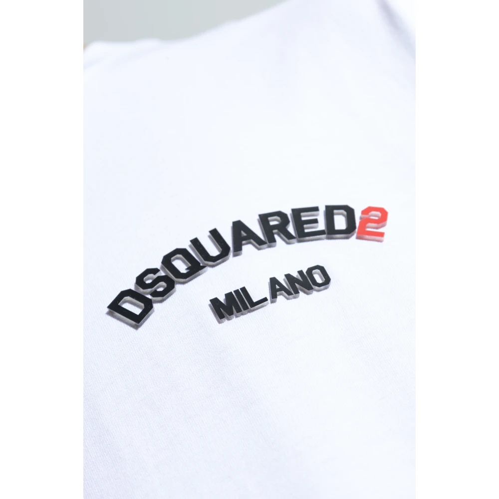 Dsquared2 T-shirt met reliëf logo White Heren