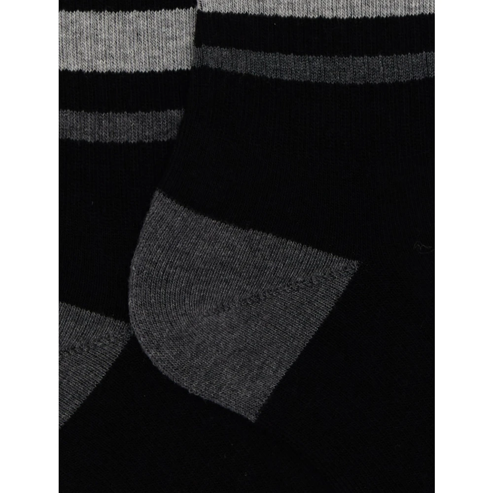 Gallo Unisex korte zwarte katoenen badstof sokken met strepen en schrijven Multicolor Unisex