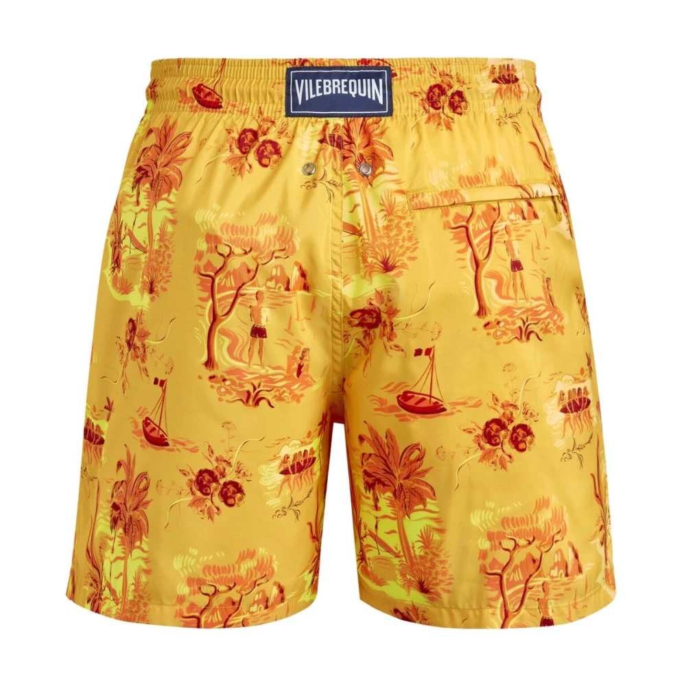 Vilebrequin Heren Toile de Jouy en Surf Zwemshorts Yellow Heren
