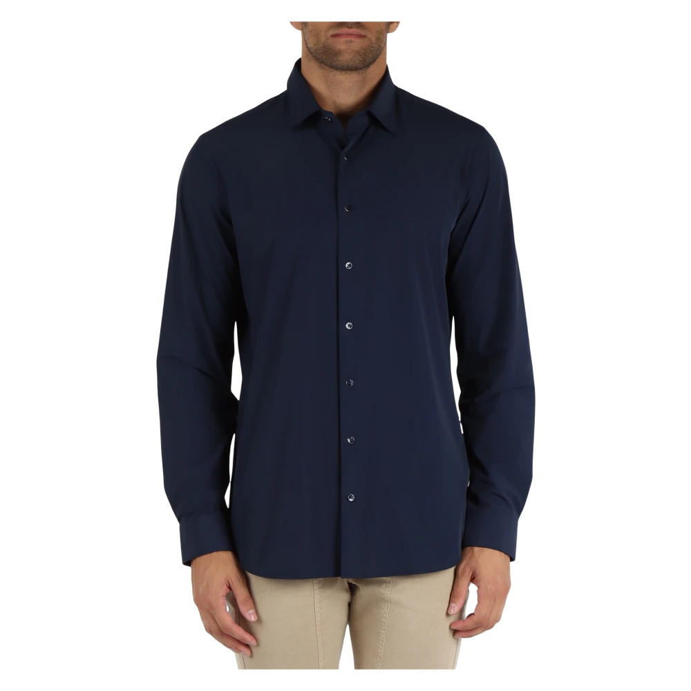 Michael Kors Slim Fit Stretch Fabric Shirt Blue Heren