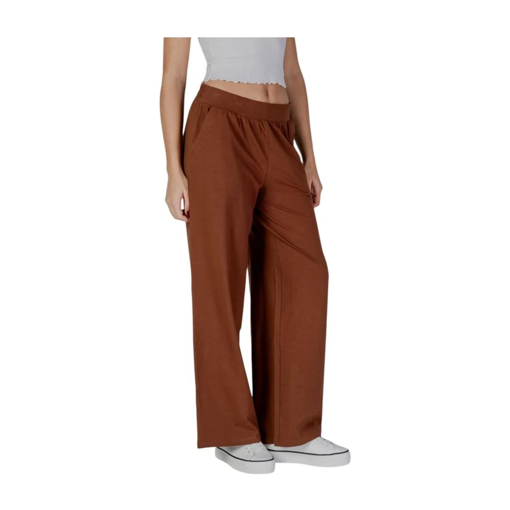 b.Young Bruine Katoenen Wijde Broek Brown Dames