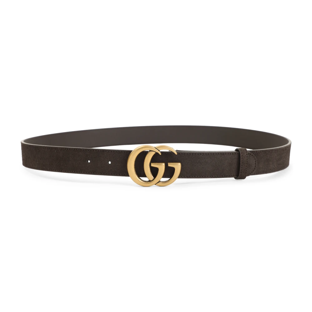 Gucci Men's Brown Testa Di Moro Suede Calf Leather Belt