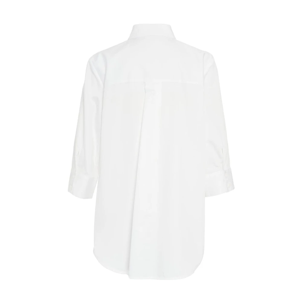 Himon's Elegante Witte Blouse met Driekwart Mouwen White Dames