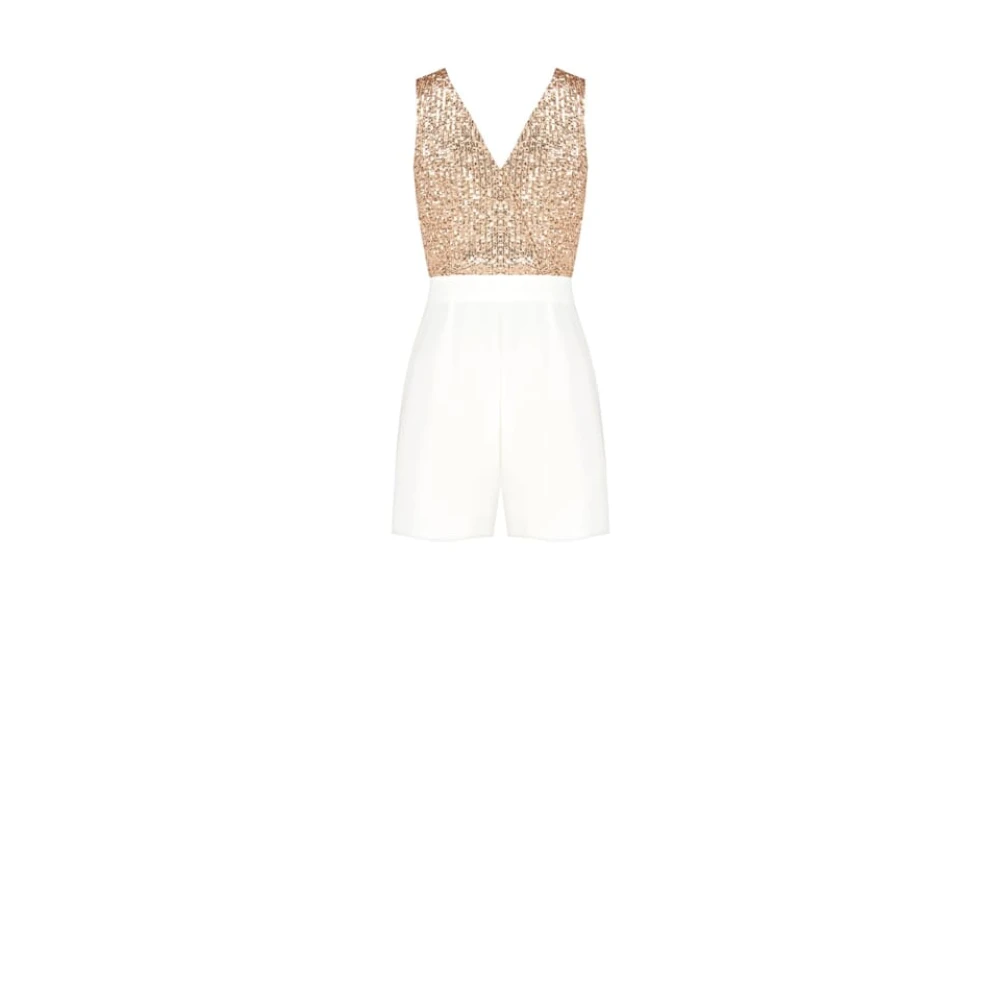 RINASCIMENTO Jumpsuit met pailletten en V-hals White Dames