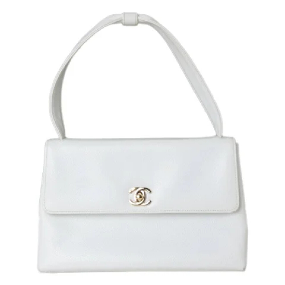 Witte leren Chanel tas Chanel Vintage Dames Miinto.be