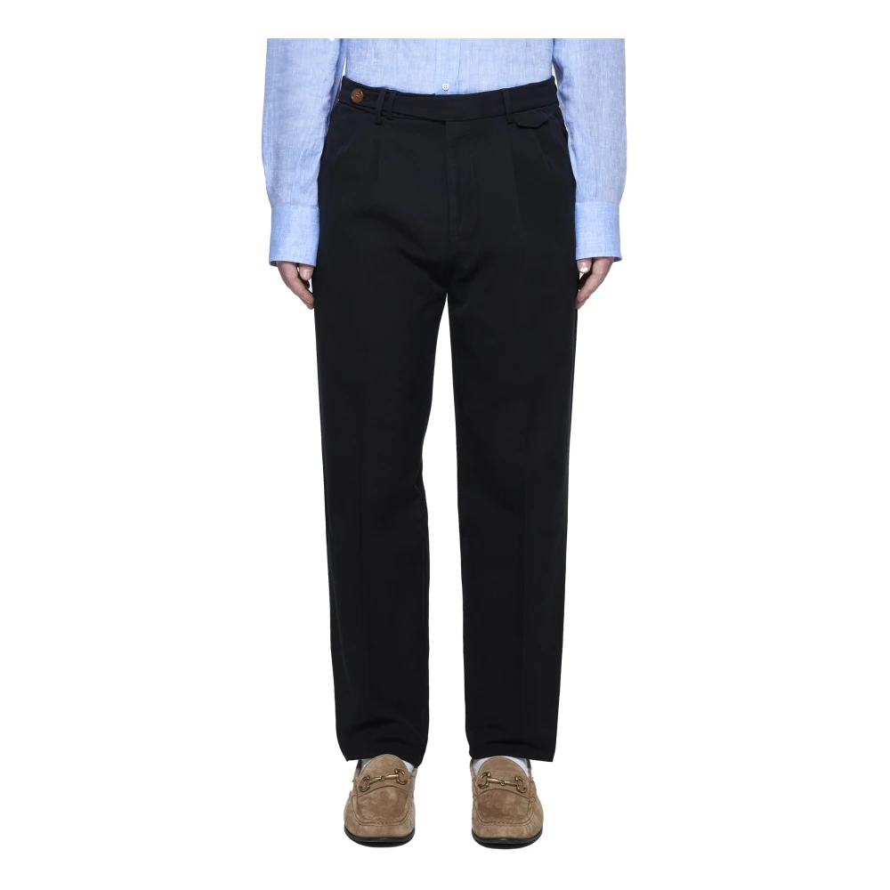 BRUNELLO CUCINELLI Zwarte Katoenen Broek met Voorflapzak Black Heren