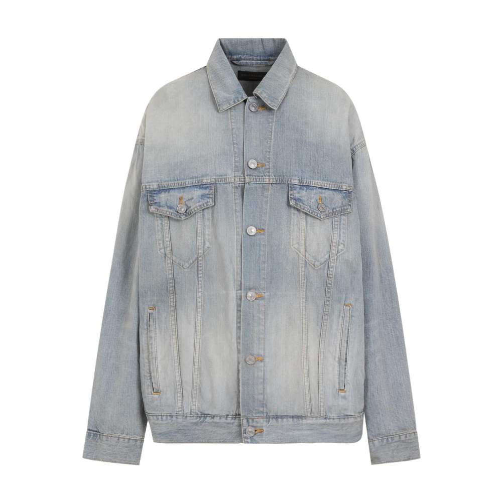 Balenciaga Blauwe Denimjas met Logoprint Blue Dames