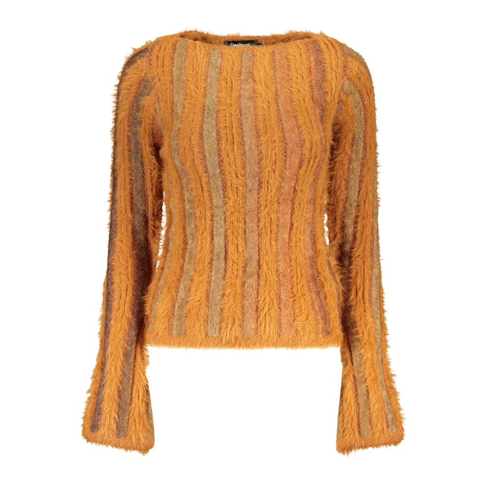 Desigual Donna Marrone Maglione A Costine Con Pelliccia, M - Immagine 4