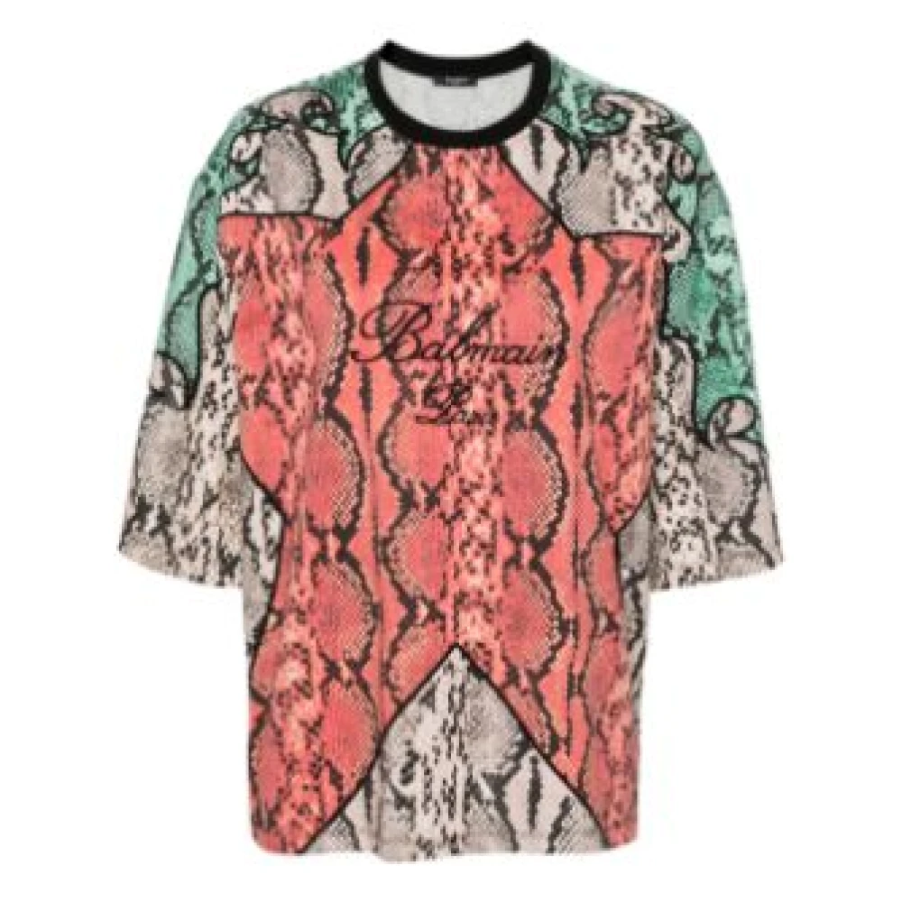 Balmain Python Print T-Shirt Multicolor Dames