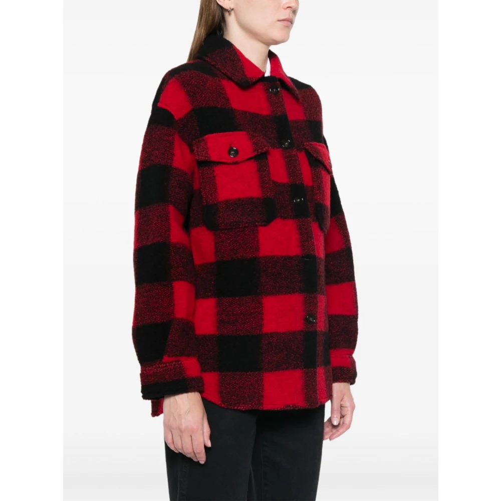 Woolrich Rood Geruite Jas Red Dames