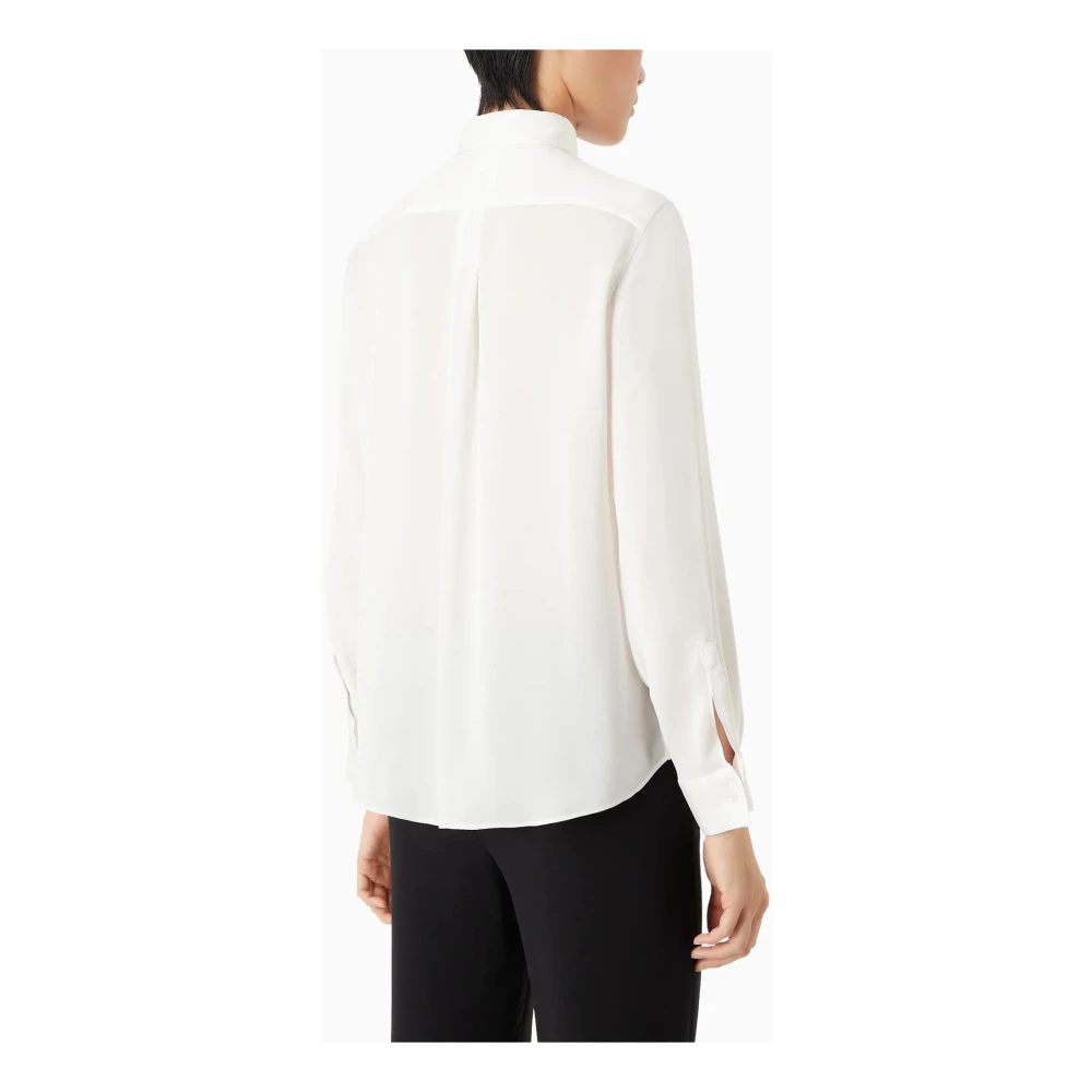 Giorgio Armani Zijden Klassieke Kraag Knoopshirt White Dames