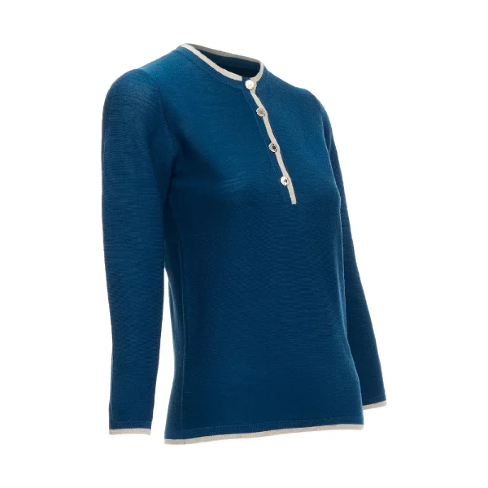 Hermès Vintage Pre-owned Wool tops Blue Dames