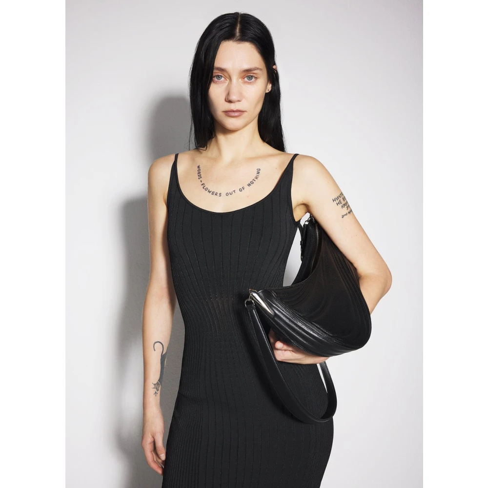 Mugler Zwarte Sculpting Gebreide Jurk Black Dames
