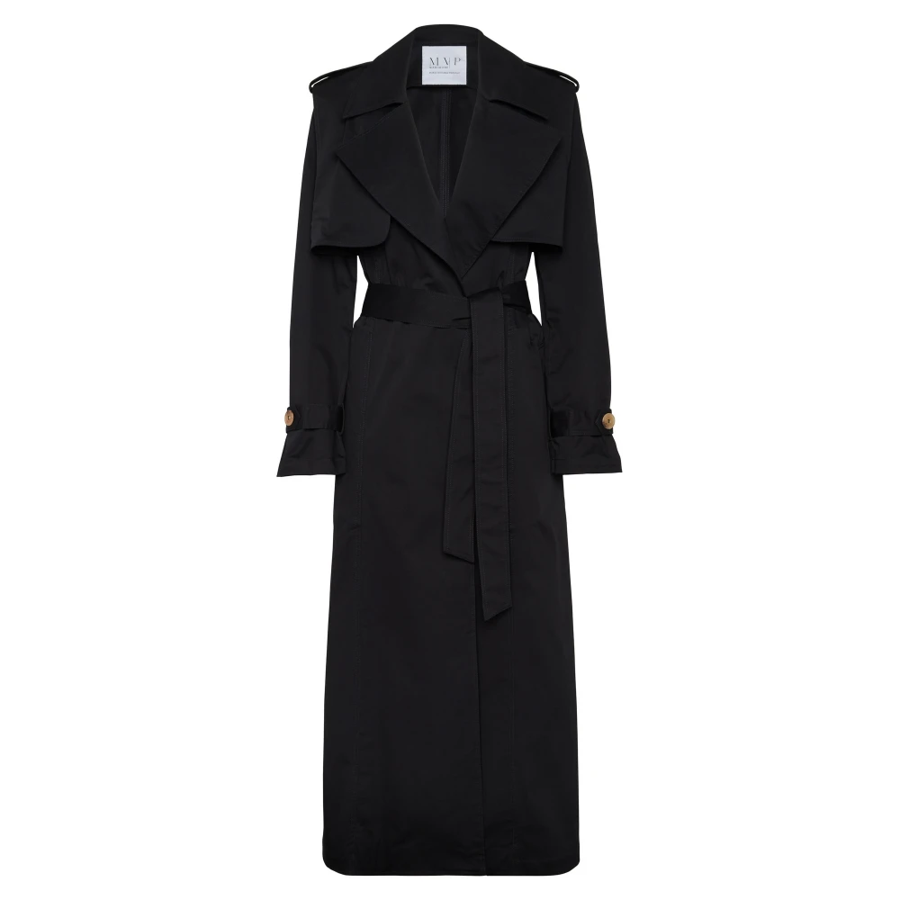 MVP wardrobe Klassieke Trenchcoat met Brede Revers Black Dames