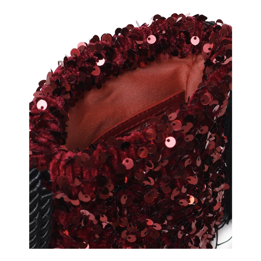 V73 Robijn Ketting Clutch Tas met Kwast Red Dames