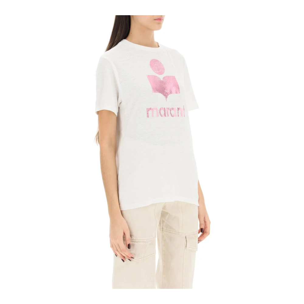 Isabel Marant Étoile T-shirt met metallic logo en vintage print White Dames
