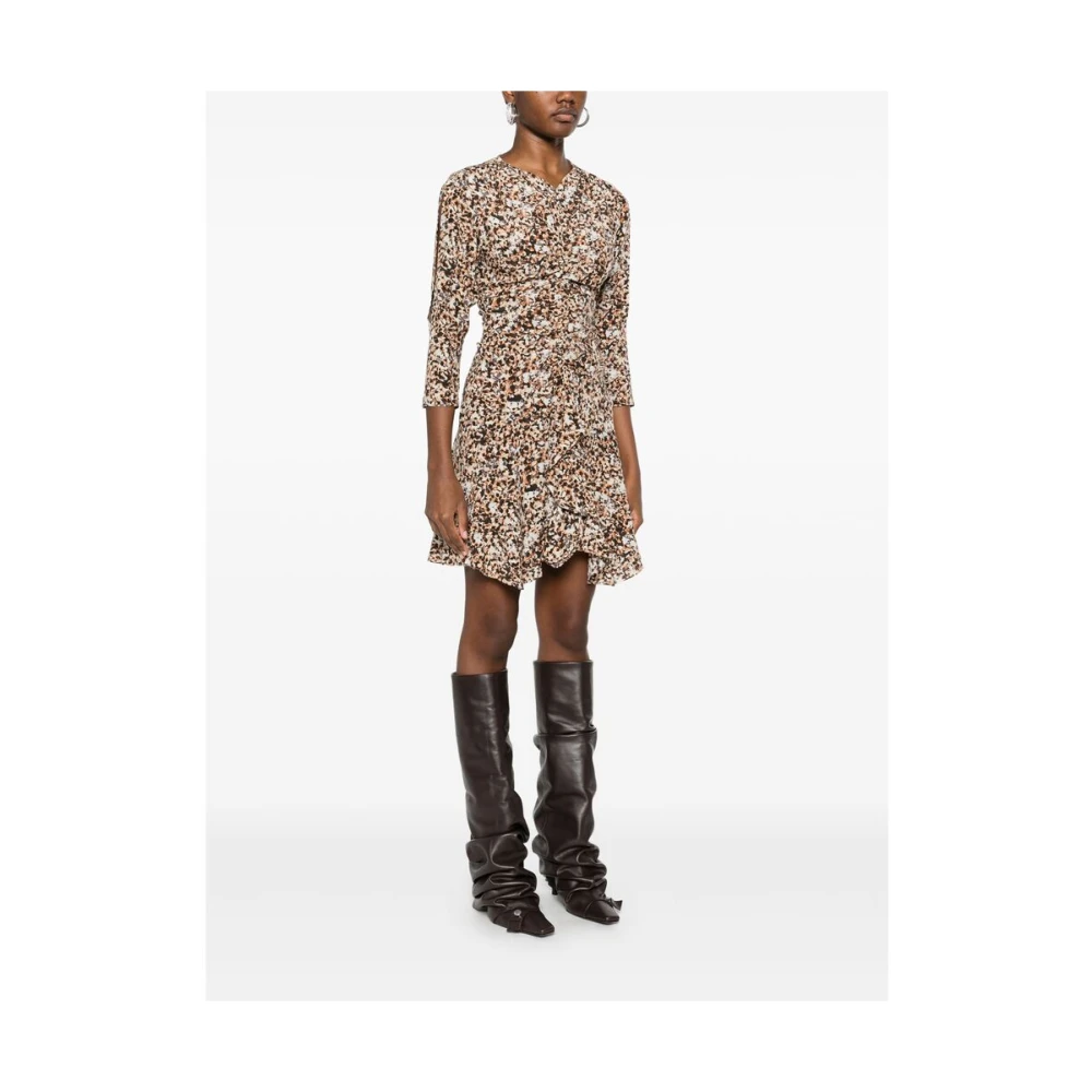 Isabel marant Ecru Gerimpeld Abstract Patroon Jurk Multicolor Dames