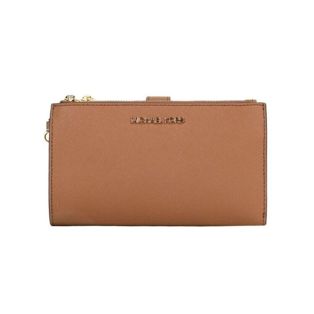 Michael Kors Women's Brown Jet Set Travel Double Zip Wristlet