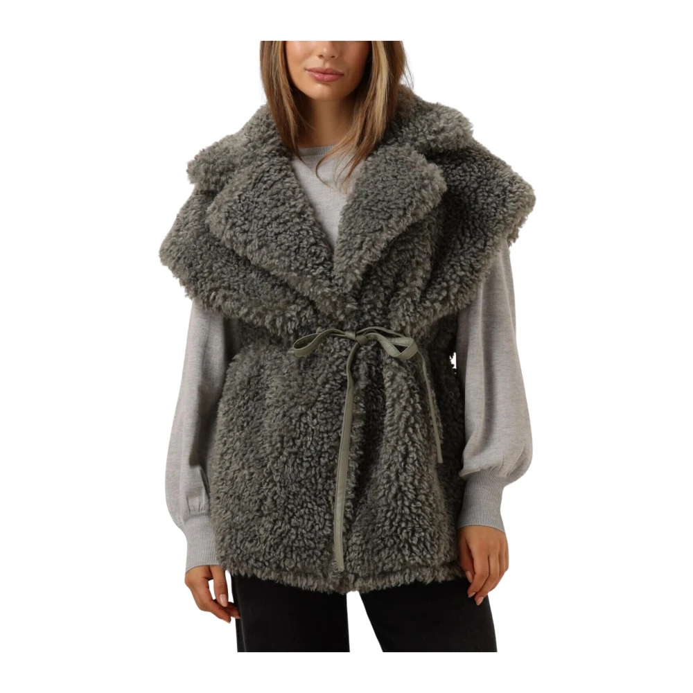 Ibana Grijze Gilet met Blauwe Touch Gray Dames