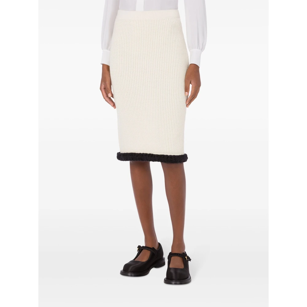 Moschino Wafel Gebreide Wollen Rok White Dames