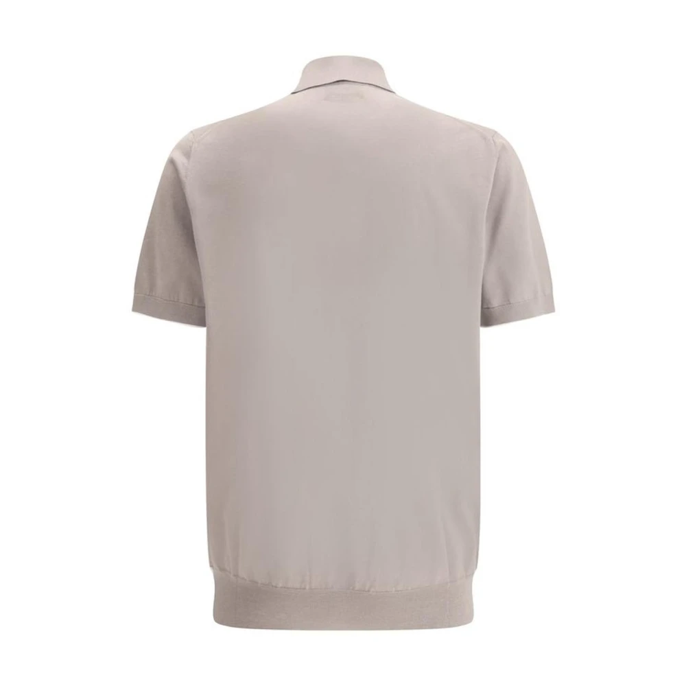 BRUNELLO CUCINELLI Gebreide Kraag Katoenen Poloshirt Beige Heren
