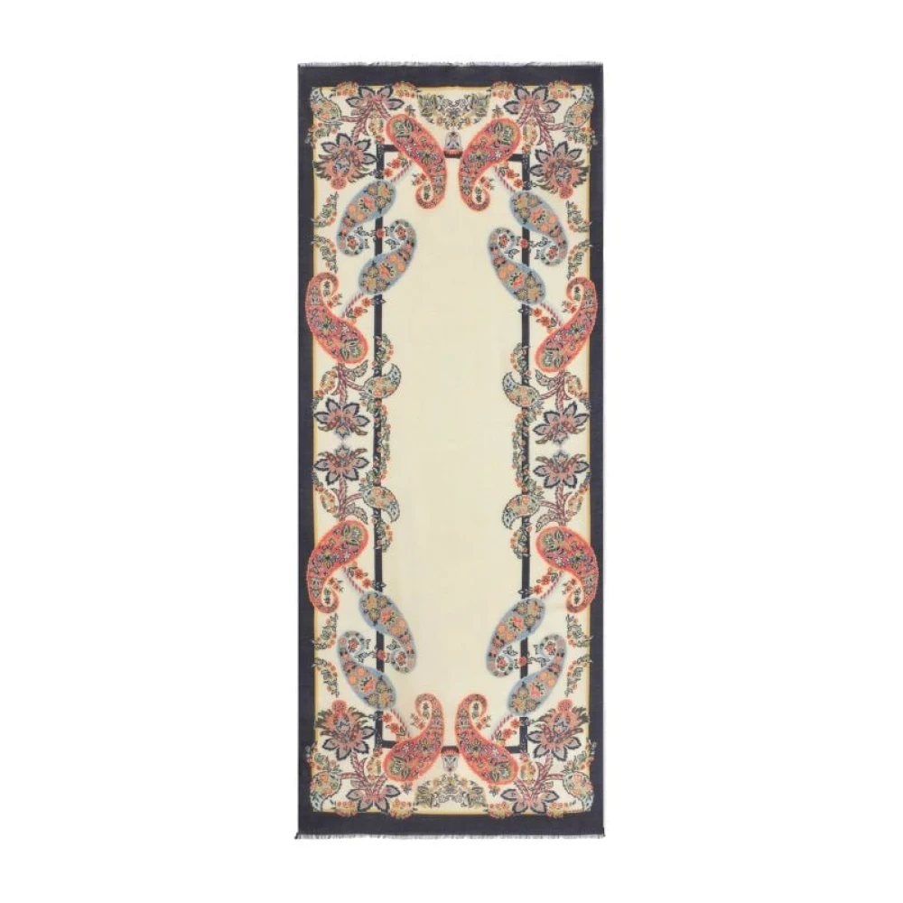 ETRO Boheme Beige Blauw Bloemenprint Sjaal Multicolor Dames