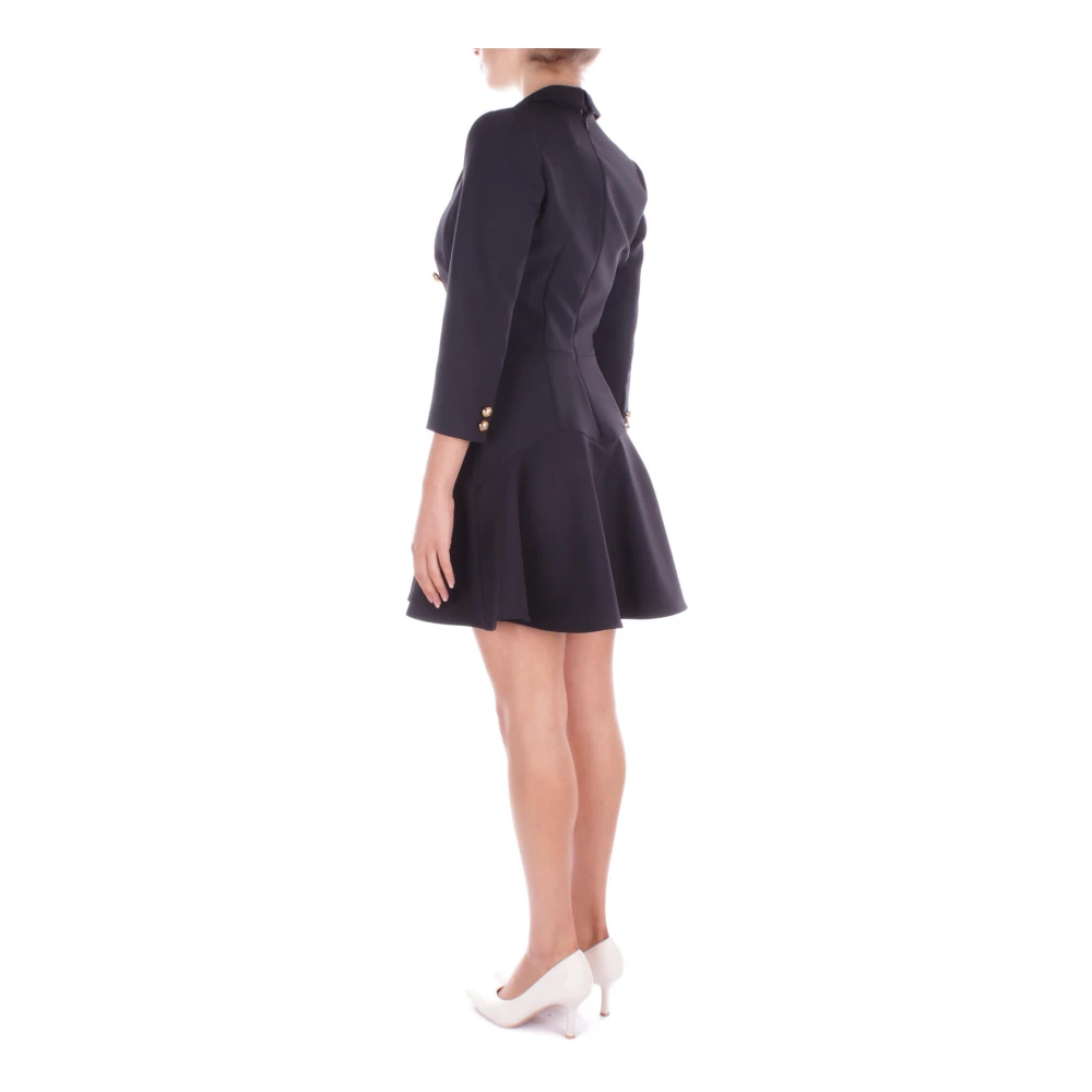 Elisabetta Franchi Zwarte Jurk met Logo Knopen Black Dames