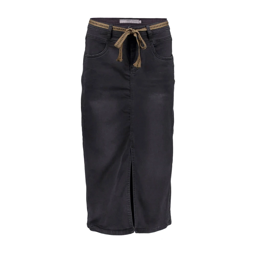 Geisha Denim Rok met Stijl 46510-10 Black Dames