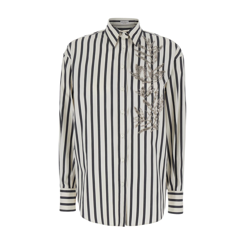 BRUNELLO CUCINELLI Witte Bloemen Overhemd White Dames