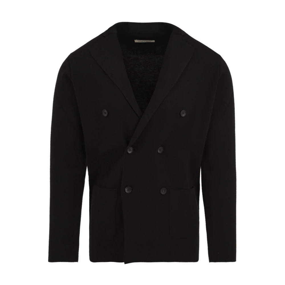 Filippo De Laurentiis Black Blazers, Male, 2XL, Double-Breasted Cardigan