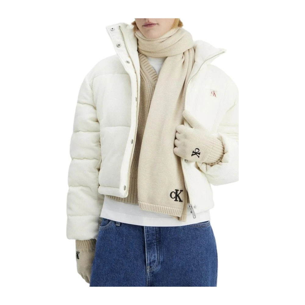 Calvin Klein Beige Katoen Acryl Blend Sjaal Beige Dames