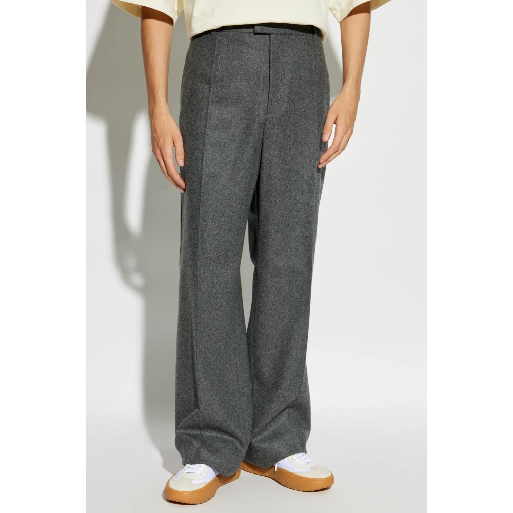 Bottega Veneta Wollen gekreukte broek Gray Heren