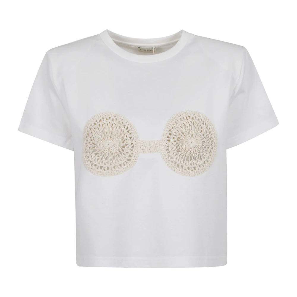 Magda Butrym Daisy Crochet White T-Shirt White Dames