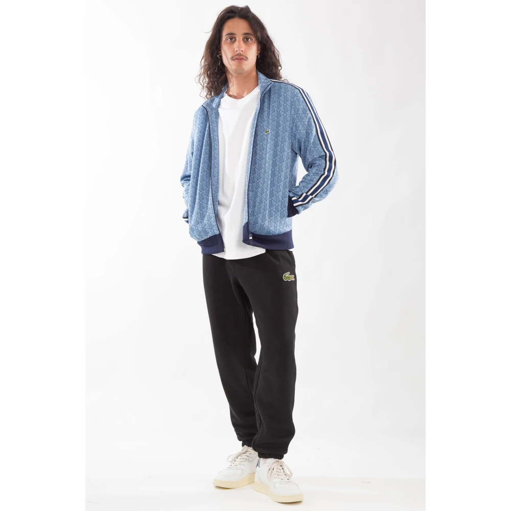 Lacoste Monogram Trainingsjack in Jacquard Stijl Blue Heren