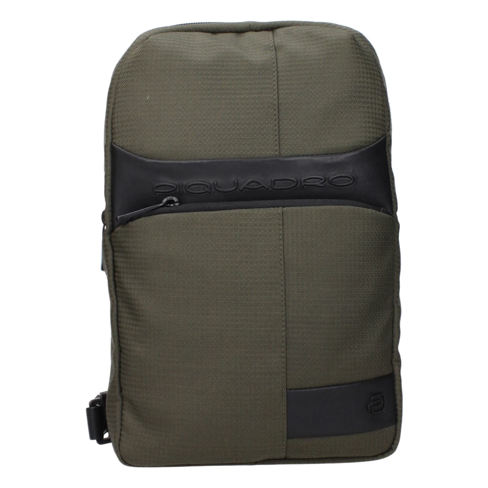 Piquadro Mannelijk Groente Groene Stoffen Crossbody Tas Met Logo