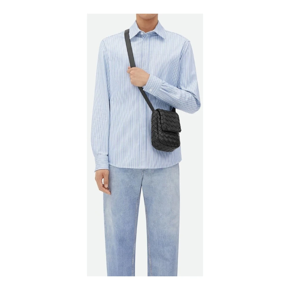 Bottega Veneta Mini Vertical Cobble Leren Schoudertas Black Dames
