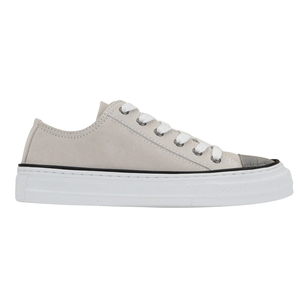 Brunello Cucinelli Suede Vetersneakers Dames Schoenen Beige