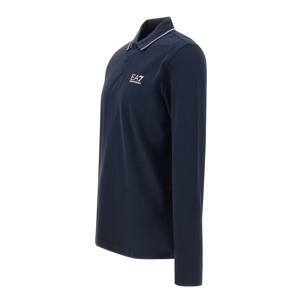 Emporio Armani EA7 Navy Blue Cotton Polo Shirt Blue Heren