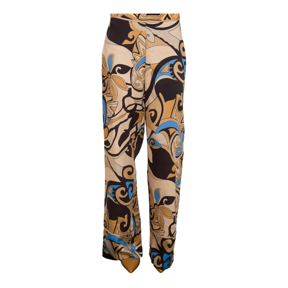 Nenette Twill Poly Bedrukte Foulard Broek Multicolor Dames