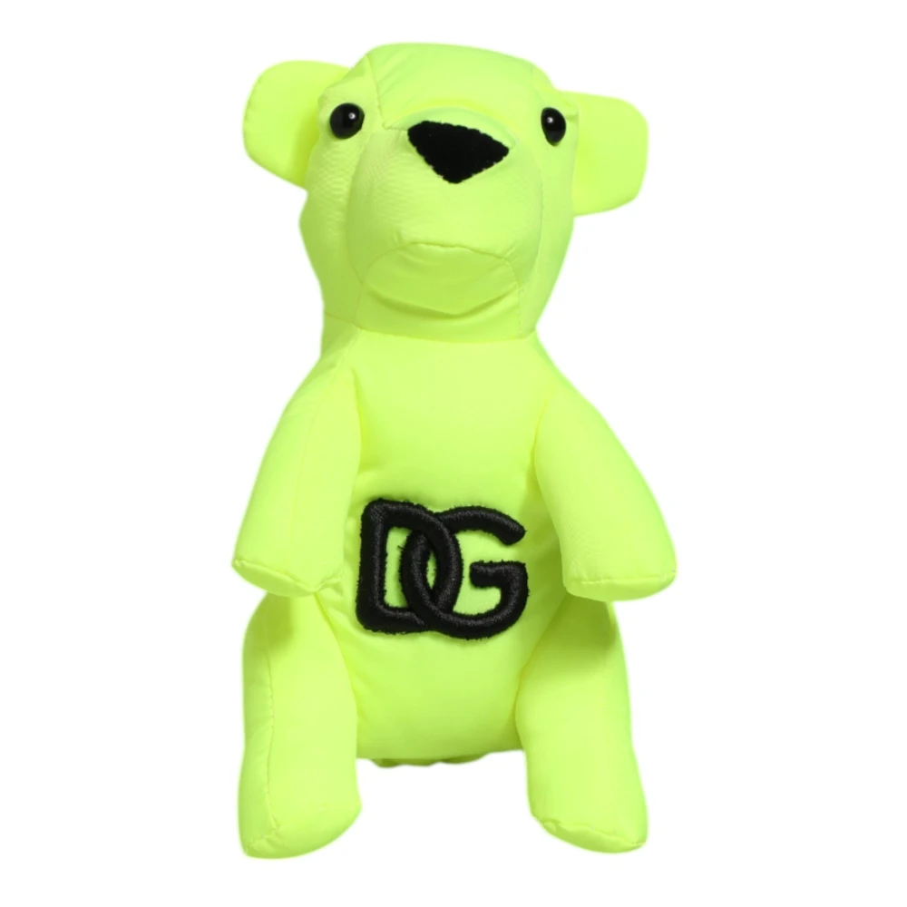 Dolce & Gabbana Unisex Green Neon Bear Embroidered Logo Keychain