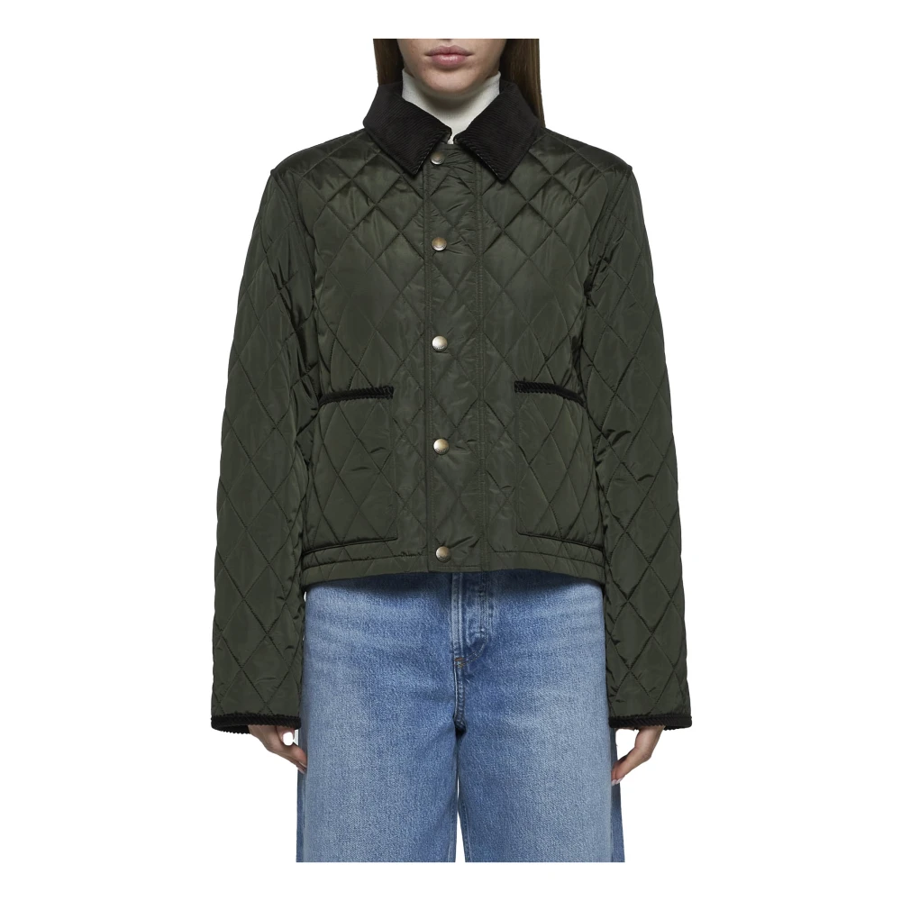Burberry Diamantgestikt Gewatteerd Jack Green Dames