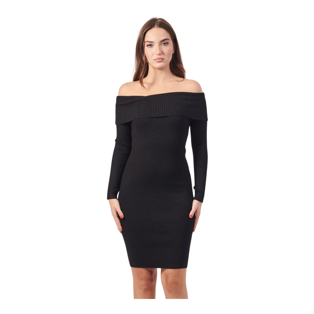 Guess Zwarte Off-Shoulder Bodycon Mini Jurk Black Dames