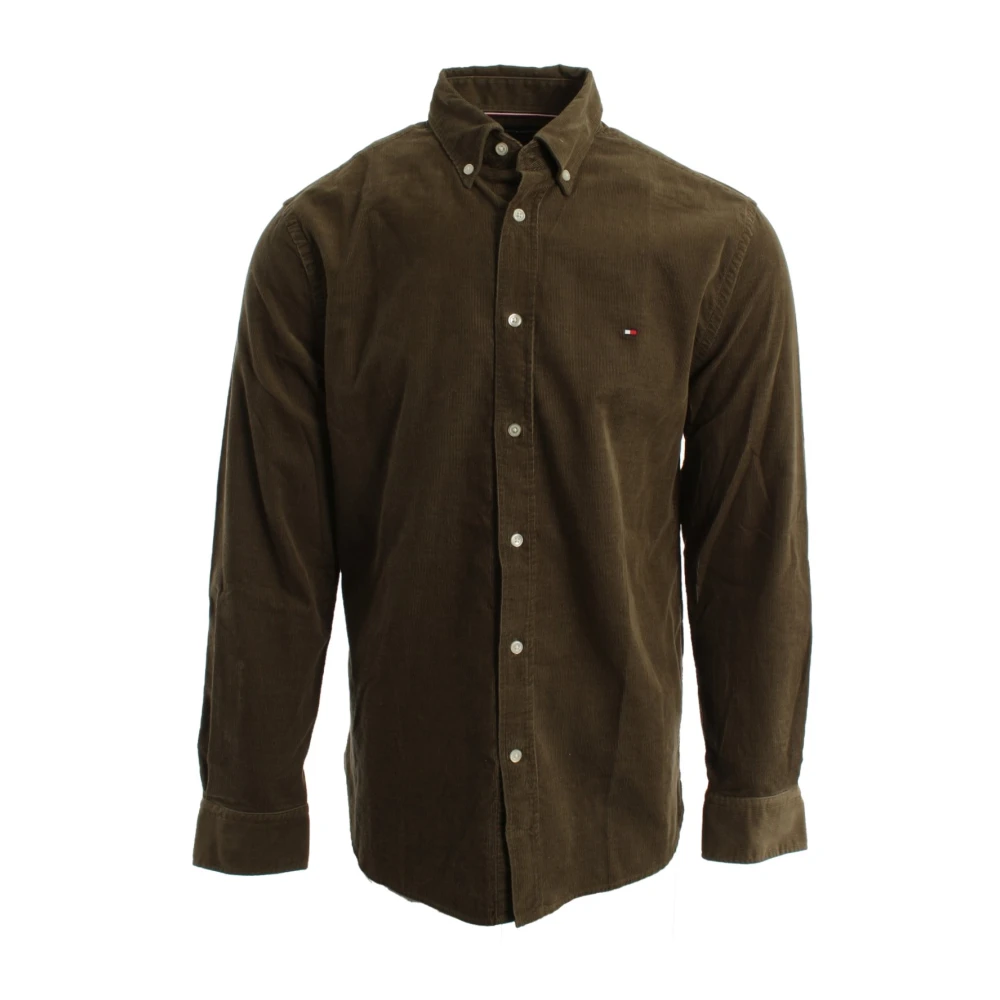Tommy Hilfiger Men's Green Casual Shirts, S, Corduroy Shirt