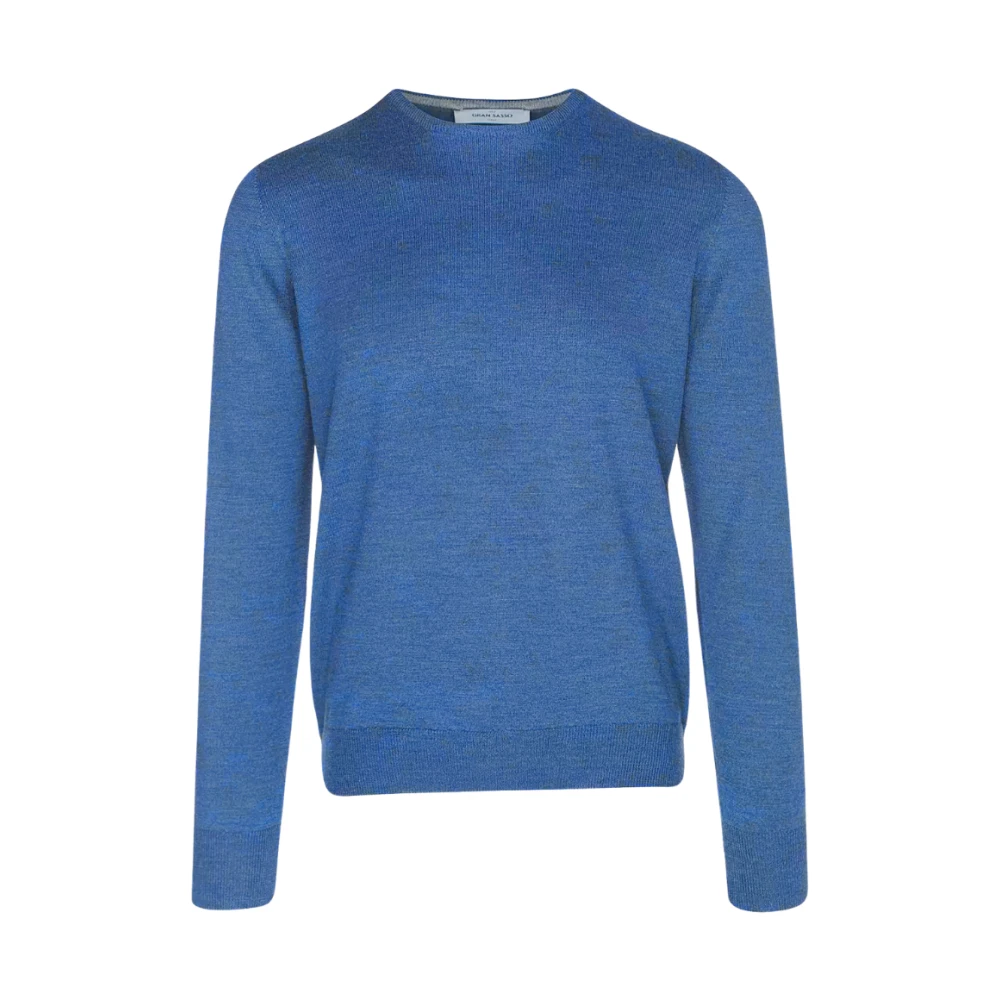 Gran Sasso Mannelijk Blauw Paricollo M/L Ronde Hals Knitwear