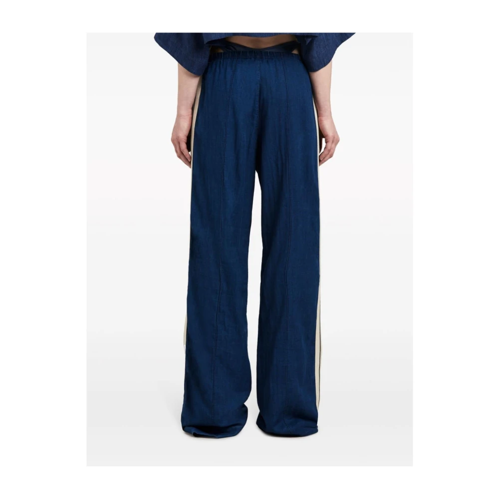 Palm Angels Blauwe Broek met Streepdetail Blue Dames